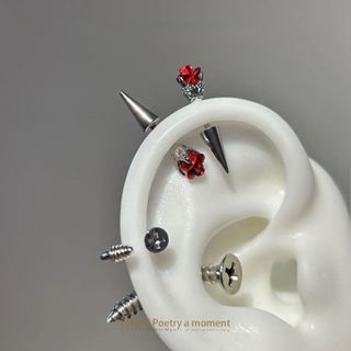 Hoa Hồng Đỏ Quỷ - Bông Tai Punk & Retro Sang Trọng, Kiểu Xương