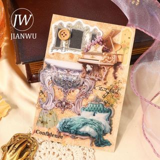 JIANWU Baroque Ball Series Vintage Hoa Phong Cảnh Chất Liệu Cắt Dán Thêu Sò PET Miếng Dán Sáng Tạo DIY Tạp Chí Văn Phòng Phẩm
