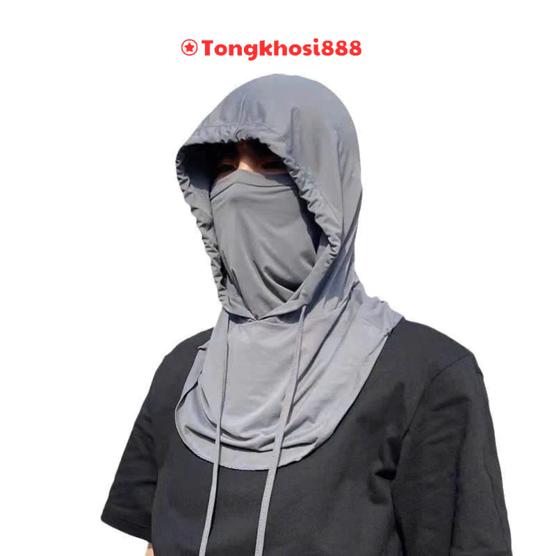 Mũ chống nắng kèm khẩu trang vải thun lạnh mát cho mùa Hè, mũ ninja che kín mặt chống tia UV MN2