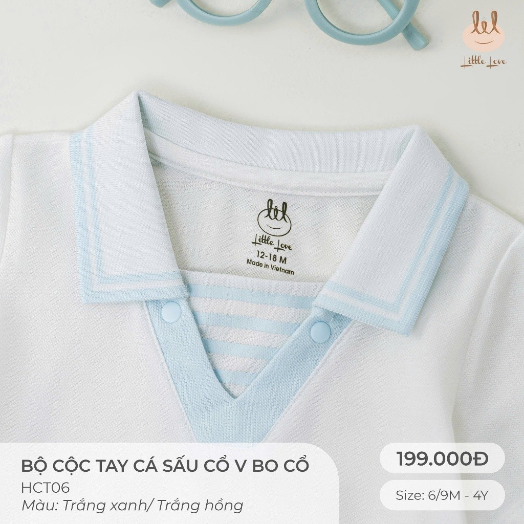 BỘ CỘC TAY VẢI DA CÁ CỔ V BO CỔ [ SIÊU MỀM, MÁT, MỊN CO DÃN VÀ THẤM HÚT TỐT] SZ 6/9M - 4Y (HCT06)