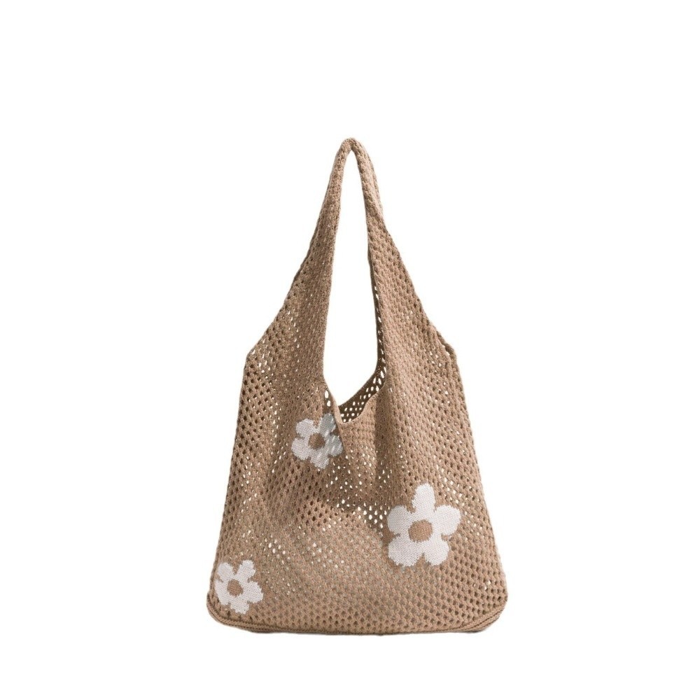 HOBBYIN Túi Tote Dệt Kim HOBBYIN, Thiết Kế Openwork Túi Tote Hoa Dung Tích Lớn, Kết Cấu Lưới Đơn Siêu Mát Chất Liệu Dệt Kim Túi Dệt Túi Mua Sắm