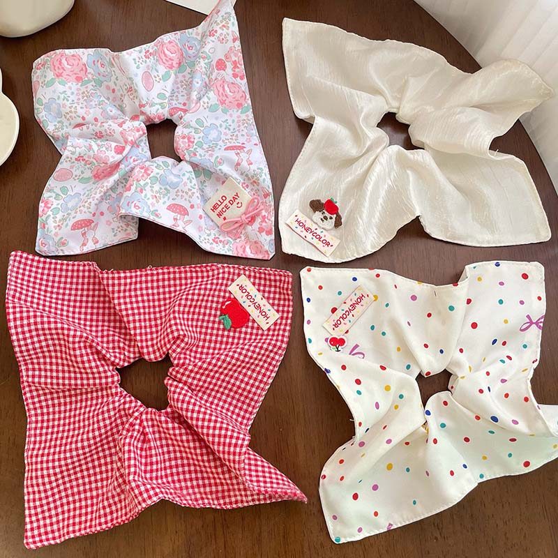 ChicPop Tươi mát Họa tiết hoa Kẻ caro Dây buộc tóc Dây buộc tóc Khăn ...