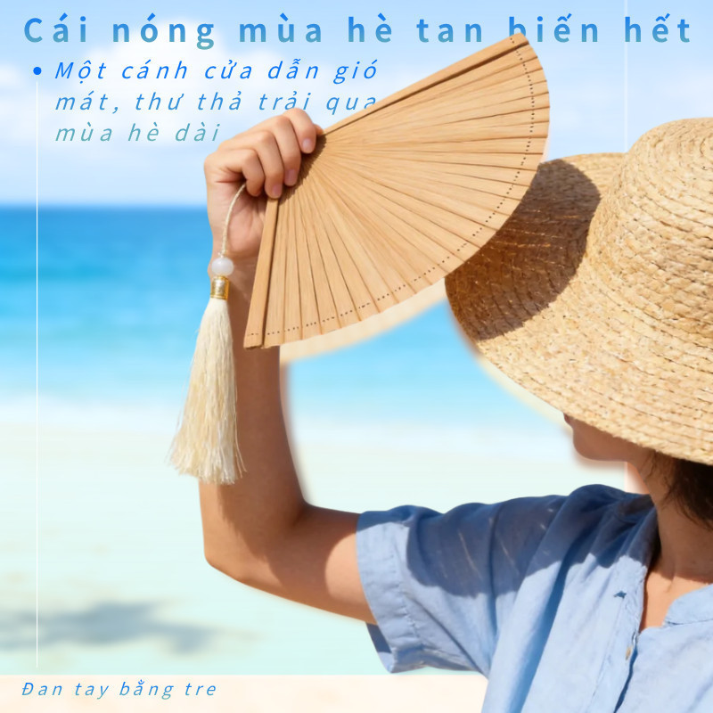 Quạt Tre Cầm Tay - Thiết Kế Gấp Gọn, Tua Rua Trang Trí, Lý Tưởng Làm Đạo Cụ Ảnh, Phụ Kiện Thời Trang & Quà Tặng Độc Đáo