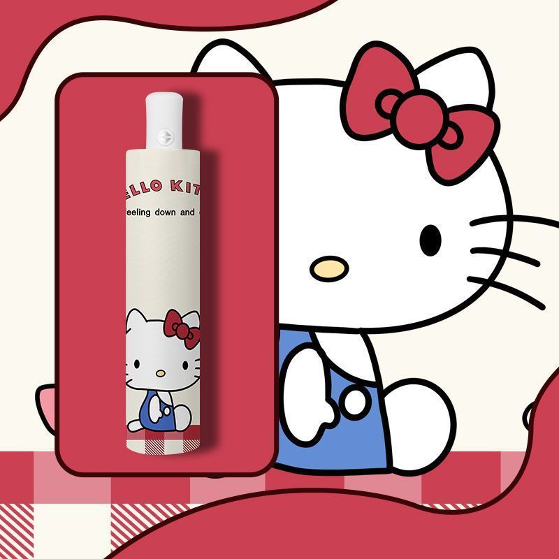 Kẻ Sọc Hello Kitty - Ô Tự Động Ba Gấp, Chống Tia UV và Che Nắng