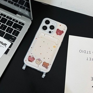 Ốp lưng iPhone 17 16 15 14 13 12 11 Pro Max X XR Max 7 8 Plus Dễ thương Cub Lanyard trường hợp điện thoại