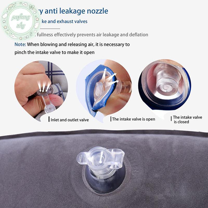 PUSKY PVC Gối Bơm Hơi Không Khí Di Động Tựa Đầu Chin Hỗ Trợ Đệm Dành Cho Du Lịch Còn Lại Ngủ Bên Ne Ngủ Gối VN