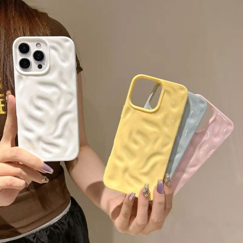 Ốp Vân Bông Keo Dễ Thương Cho iPhone 11-17 Pro Max