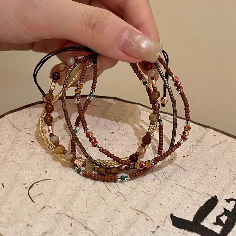 Vòng tay nữ bohemian với hạt dệt thủ công, thiết kế điều chỉnh được