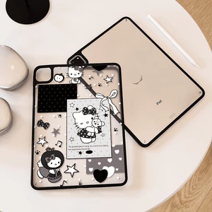 Ốp Lưng Mèo Acrylic Cứng Màu Đen Cho Mini6 Mini7 A17Pro IPad 5 6 7 8 9 10 11 12 A19 A16 Air 2 3 4 5 6 Air 11 M2 M3 M4 2026 Pro10.5 Pro11 M4 M5 Pro13 2024 2025