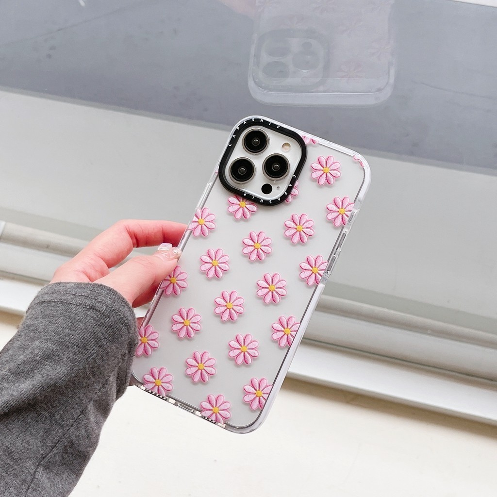 CAPASHIP Giả Thêu Miếng Dán Tình Yêu Hoa Vàng Mặt Nụ Cười Vỏ Mềm Tương Thích Cho iPhone 17 Pro Max Air Plus 16 / 15 / 14 / 13 / 12 / 11 / XR / X / XS / SE / 8 / 7 / 6