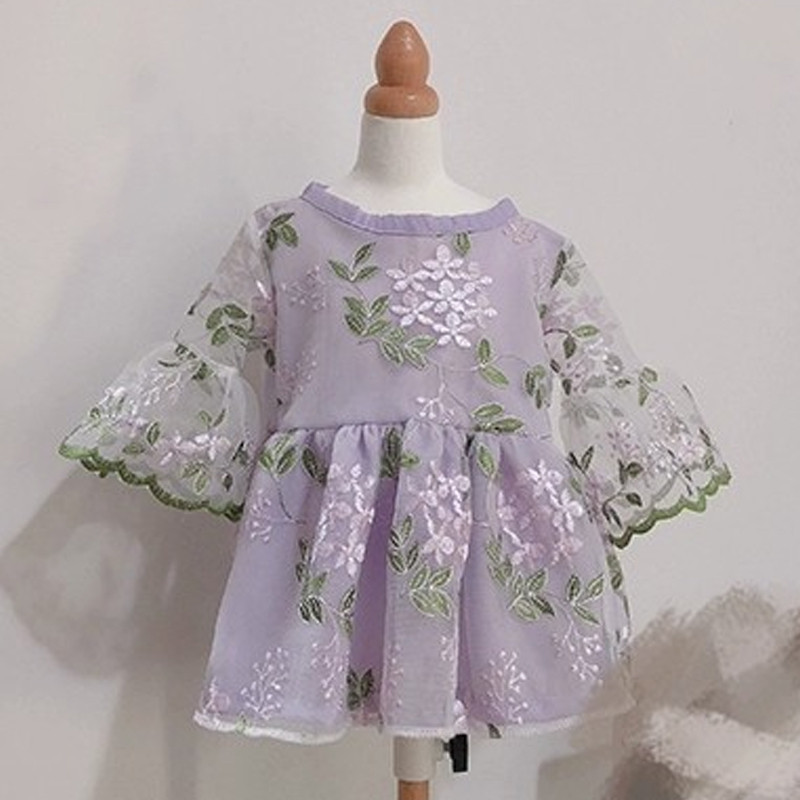 Nhỏ Tươi Hồng Hoa Lưới Thêu Ren Vải Cho Trẻ Em Váy Nữ Váy DIY May Vải Mỗi Sân