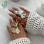 Nhẫn nữ màu vàng họa tiết lá độc đáo, dễ điều chỉnh size, trang sức dự tiệc