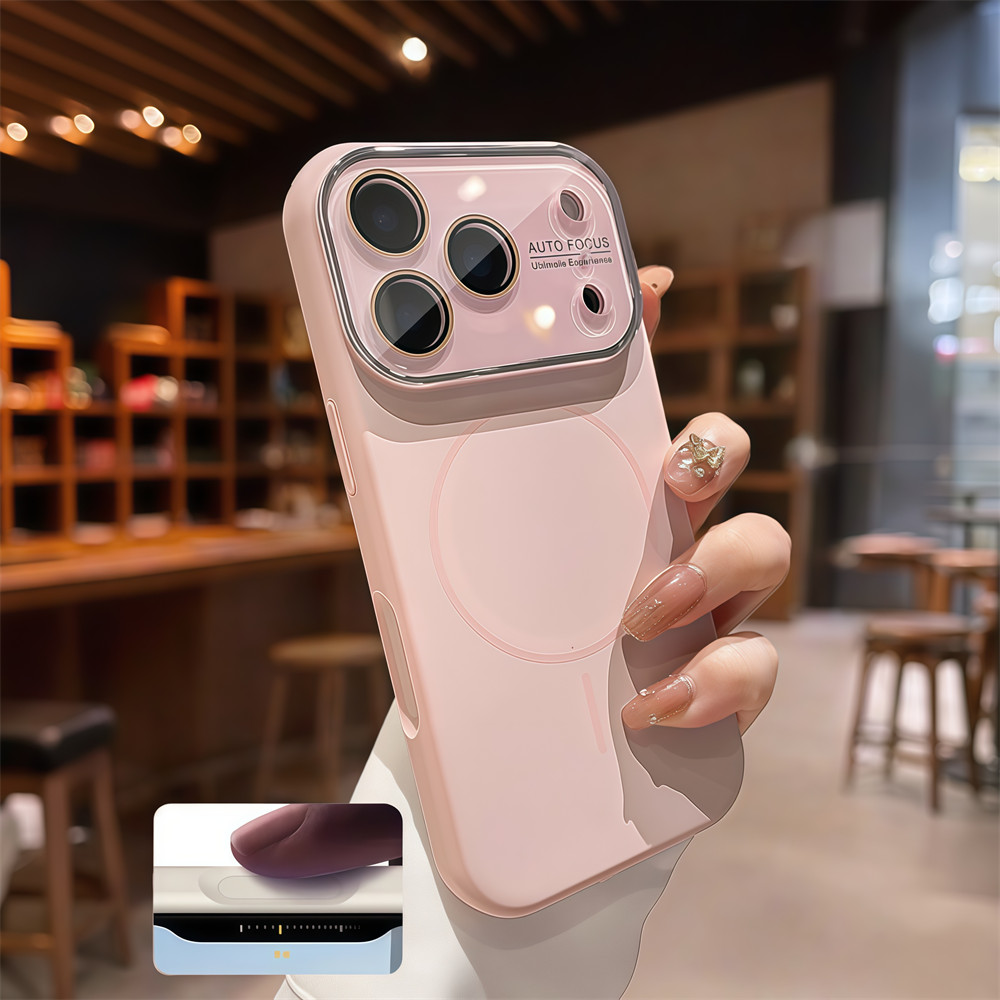 Ốp điện thoại từ tính màu cảm giác da chất lượng cao cho iPhone 17 Pro Max 13 14 15 16 pro max Bao gồm tất cả bảo vệ ống kính máy ảnh vỏ mềm Vỏ bảo vệ vỏ điện thoại