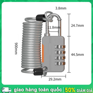 Khóa mật mã dây cáp thép 4 số dây lò xo tiện du lịch, Ổ khóa mật khẩu, Dây lò xo, 4 số, Dây cáp thép, Chống trộm