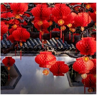 【COD】Đèn lồng giấy đỏ treo may mắn, bộ 10 chiếc tiện lợi, biến không gian sống thành khung cảnh lễ hội ấm cúng.