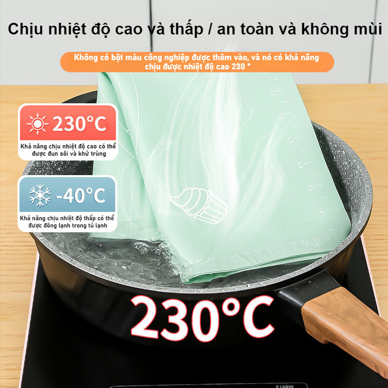 Thảm Nhào Bột Silicon Cao Cấp Chống Dính, Dễ Vệ Sinh, Có Chia Độ - Dụng Cụ Làm Bánh Cho Gia Đình & Tiệm Bánh