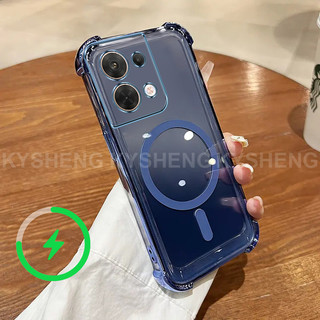 Thích hợp cho vỏ điện thoại REAMI 15C 4G 5G TPU sạc từ tính bốn góc chống rơi vỏ mềm trong suốt WBQ 000