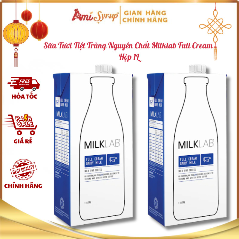 Sữa Tươi Tiệt Trùng Nguyên Chất Không Đường Milklab Full Cream Hộp 1L Thơm Ngon Bổ Dưỡng