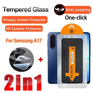 Phim Chống Gián Điệp 2 TRONG 1 Samsung A17 Kính Cường Lực Cho Samsung A17 A16 A15 A14 A13 A12 A26 A25 A24 A23 A22 A21 A20 A20S Phim 3D Bảo Vệ Ống Kính & Bảo Vệ Màn Hình Hộp Ma Thuật