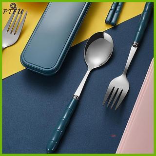 PTFU 3 Đũa Thìa Nĩa Bộ Đồ Ăn Di Động Bằng Thép Không Gỉ Có Thể Tái Sử Dụng Du Lịch Dã Ngoại Dao Kéo Có Hộp Mới
