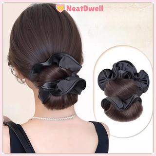 Tóc giả đầu Bun Netdwell với dây buộc và lông xù, phù hợp cho nữ