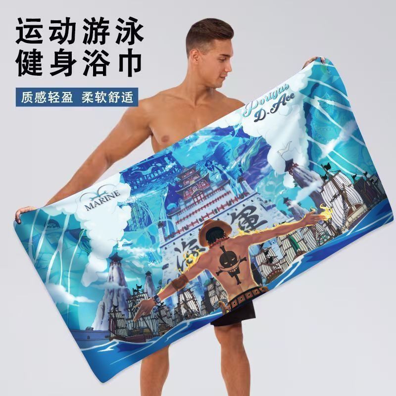 Anime One Piece Khăn Tắm Luffy Zoro Ace Chopper Nami Thứ Hai Mềm Nhanh Khô Lint-Free Khăn Thể Thao