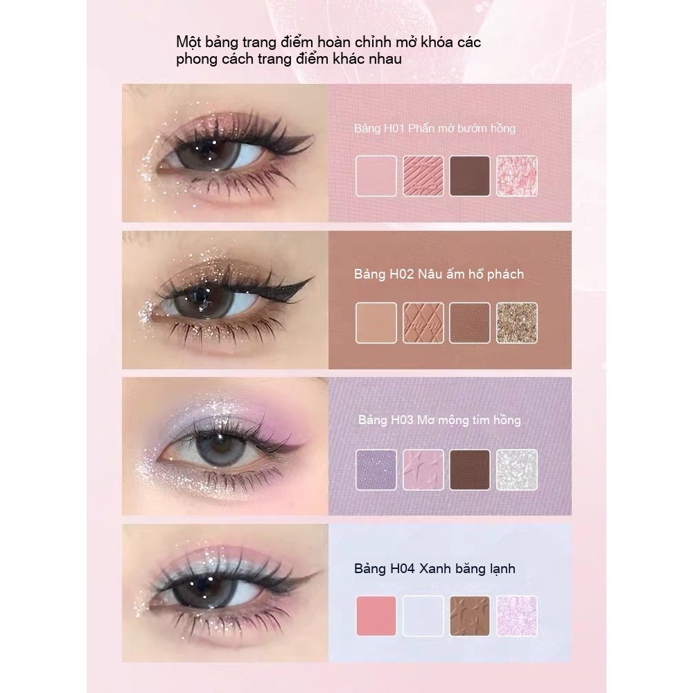 Bảng phấn mắt HOLD LIVE 12 màu kèm má tạo khối tone hồng lạnh nhũ đa năng lâu trôi 4in1 Mist Butterfly Shadow HL792