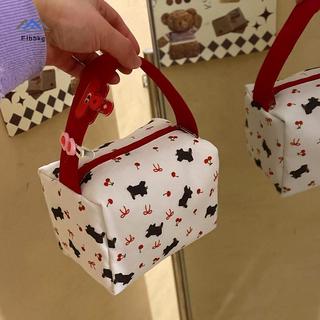 ELBBKG Dễ Thương Bla Anh Đào Nơ In Túi Đựng Mỹ Phẩm Cầm Tay Dung Tích Cao Du Lịch Di Động Đồ Lặt Vặt Túi Bảo Quản Túi Trang Điểm Thời Trang Quà Tặng Mới