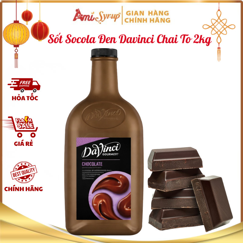 Sốt Socola Đen Davinci Chai To 2L Hương Vị Socola Đen Nguyên Chất Đậm Đà Thơm Ngon