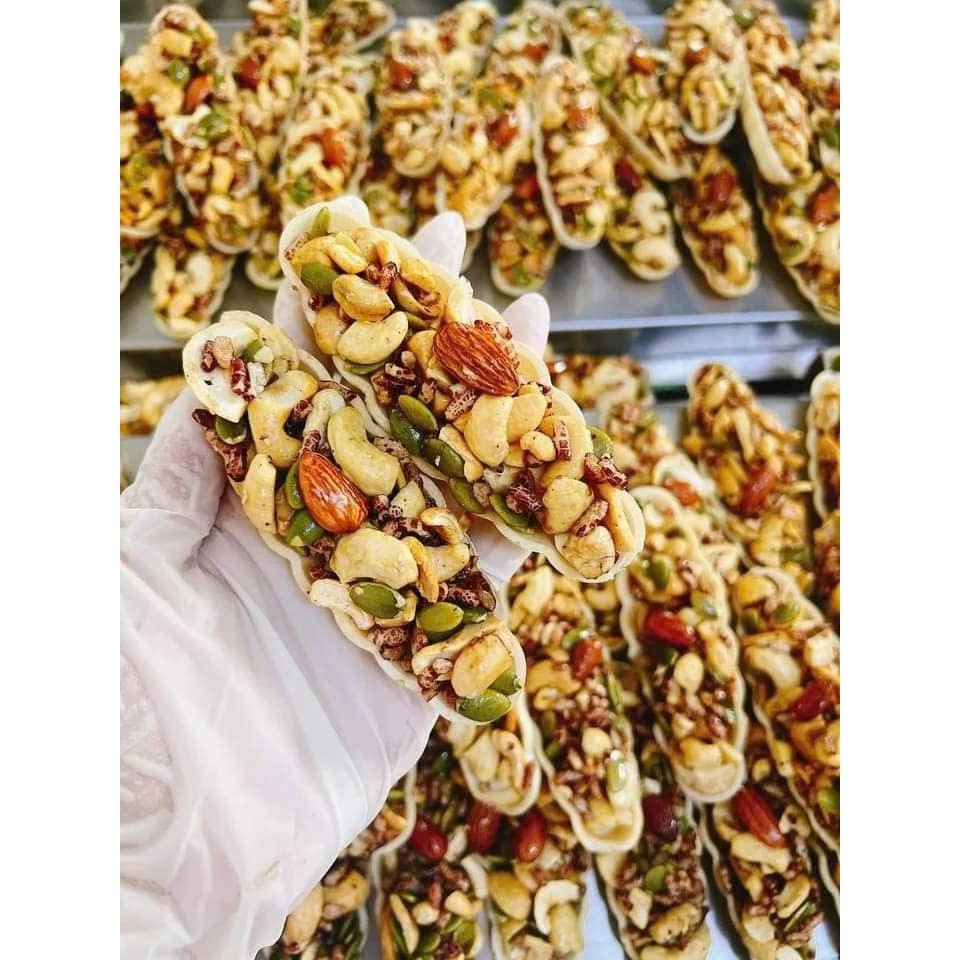 1 KG Bánh Thuyền Mix Hạt Dinh Dưỡng Giúp Giảm Cân, Ăn Kiêng - Bao Hàng Date mới