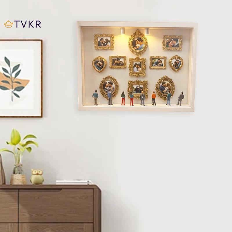 TVKR DIY Bảo tàng Hộp Silhouette, Hộp trưng bày ảnh bộ nhớ gia đình Khung hộp hình bóng có đèn, khung & tượng nhỏ OIK