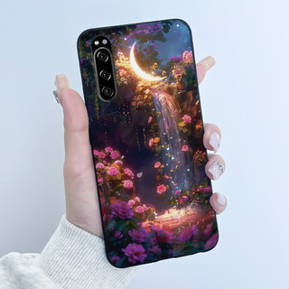 Dành Cho Sony Xperia 5 Ốp Lưng Sang Trọng Dễ Thương Thỏ Tình Yêu Ngộ nghĩnh Màu Đen Silicon Mềm TPU Bảo Vệ Mặt Sau Cho Sony Xperia5 Vỏ Điện Thoại