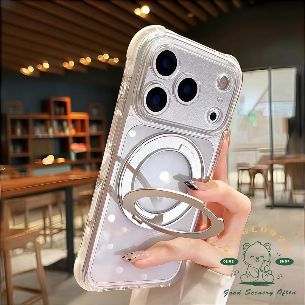 【 Ốp lưng iPhone17 】 Túi khí đá pha lê giá đỡ từ tính Vỏ điện thoại iphone17 Pro Max 16 cho vỏ iPhone Vỏ mềm silicon TPU chống sốc