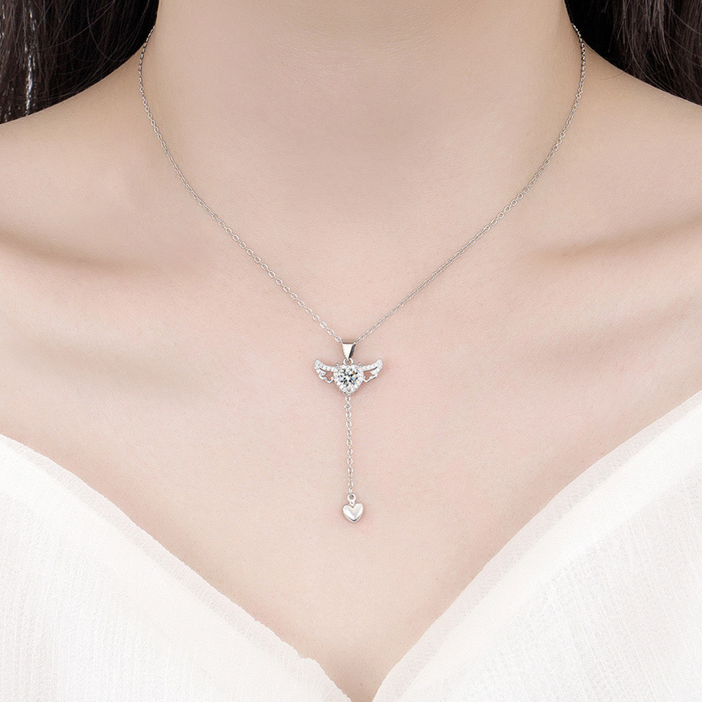 Vòng cổ trái tim thiên thần bạc S925