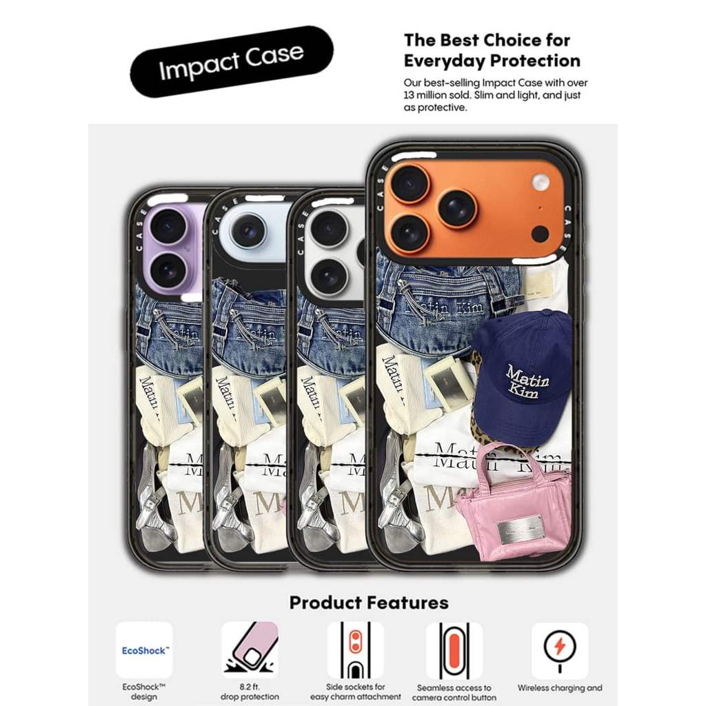 CASECASE X MATIN KIM UNBOXING Pink Black Edge Clear Hard Từ Hút Tác Động Dành Cho Apple IPhone 12 13 14 15 16 17 Pro Max Air Plus Có Hộp