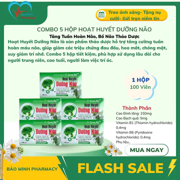 Combo 5 Hộp Hoạt Huyết Dưỡng Não 100 Viên – Tăng Tuần Hoàn Não, Bổ Não Thảo Dược