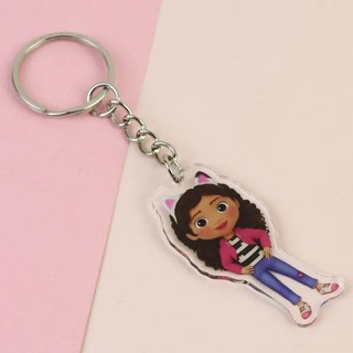 Gabby Dollhouse Acrylic Keychain Anime Peripherals Keyring Accessories Children School Bag Car Key Pendant