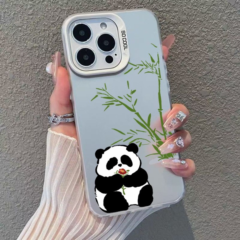 Dành Cho iPhone 11 12 13 14 15 16 17 Pro MAX 14 15 16 Plus Phim Hoạt Hình Sáng Tạo Panda Matte Vỏ Điện Thoại Chống Sốc