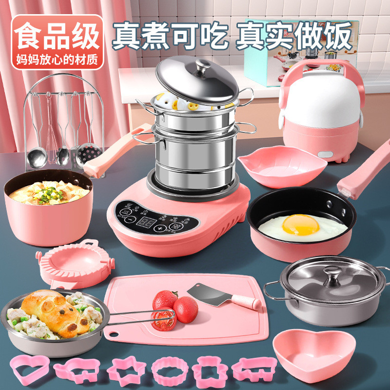 Nhà Bếp Mini Nấu Ăn Thật Trọn Bộ Đồ Chơi Trẻ Em 3-6 Tuổi 9 Có Thể Nấu Được Bộ Đồ Dùng Nhà Bếp Lớp Làm Việc Nấu Ăn