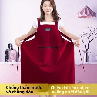 Nấu Ăn Tạp Dề Chống Thấm Nước Chống Dầu Mở Rộng Màu Trơn Nhà Bếp Hộ Gia Đình Trên Đầu Gối Nhà Bếp Hộ Gia Đình Ăn Quần Áo Làm Việc Eo