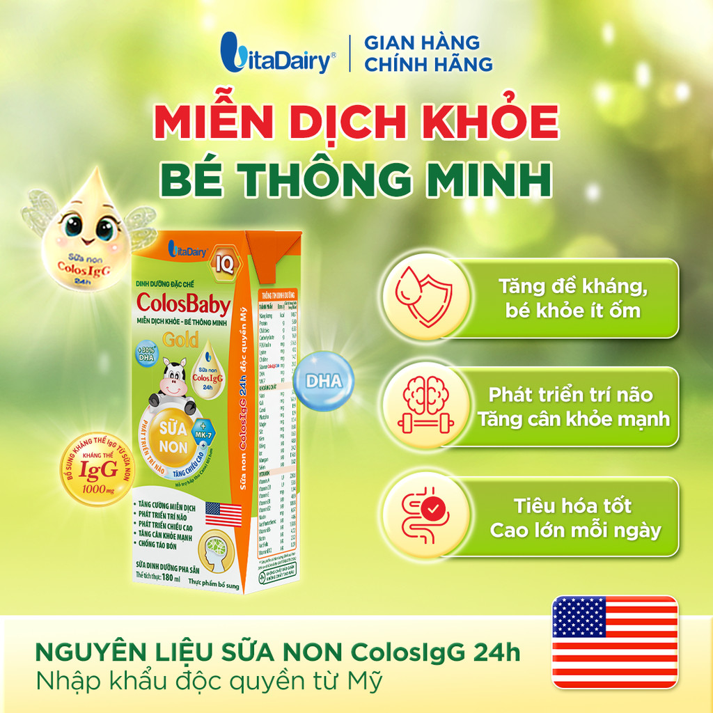 [COMBO 2 THÙNG 48 HỘP] Sữa uống dinh dưỡng ColosBaby IQ Gold 110ml/180ml - Thơm ngon dễ uống, hỗ trợ phát triển trí não