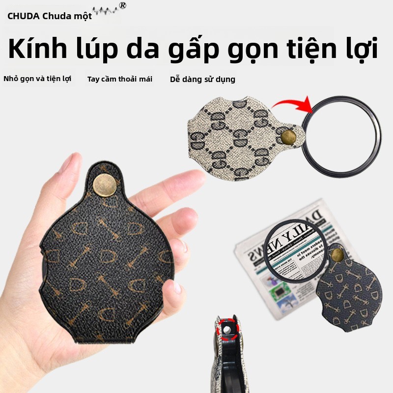 Hộp đựng da Chuda Kính lúp Người cao tuổi Đọc sách Kính lúp Viện phúc lợi Điều dưỡng Nhà quà tặng Kính lúp 70MM Dây OOFQ