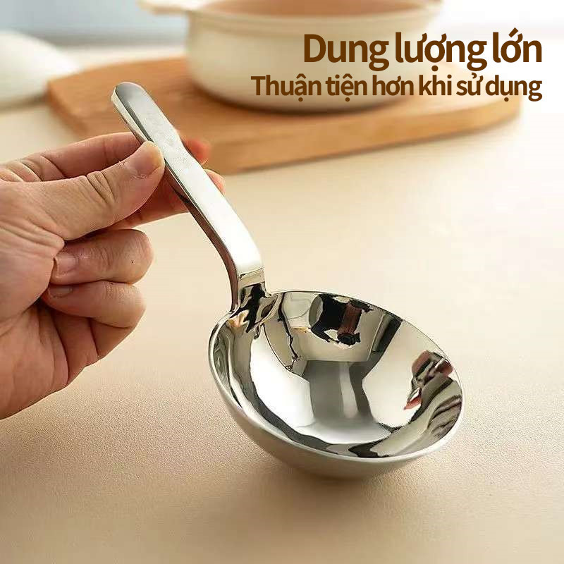 Muôi Canh Để Bàn Inox 304 Cao Cấp - Đầu Tròn To, Cán Ngắn Chống Nóng, Thiết Kế Sang Trọng & Bền Bỉ