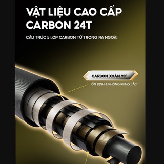 Cán vợt carbon câu đài V5 Agent Rice Fishing chất liệu Carbon 24T cao cấp tay cầm cao su KK-68