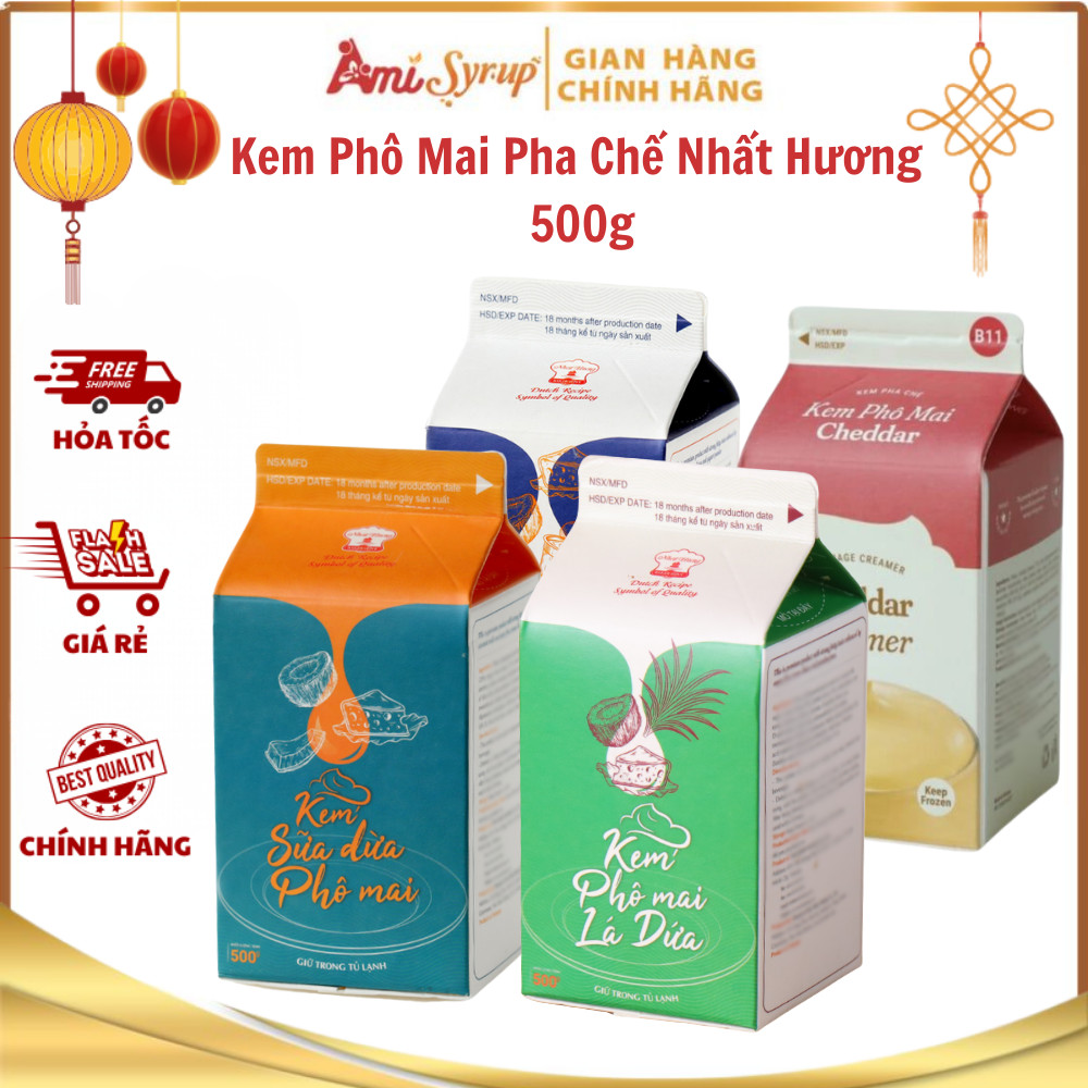 Kem Phô Mai Pha Chế Nhất Hương Hộp 500g Bốn Hương Vị Đỉnh Cao Thơm Ngon Béo Ngậy, Chuẩn Vị Quán