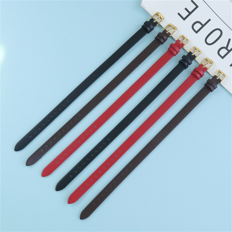 Dây đồng hồ da khóa vàng NATO 6mm 8mm 10mm cho nữ