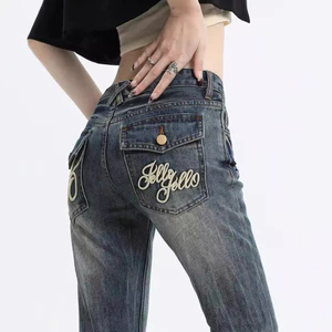 Quần Jean Nữ Micro Flared Cao Cấp, Thêu Đẹp, Dáng Eo Cao Phù Hợp Mùa Xuân Hạ