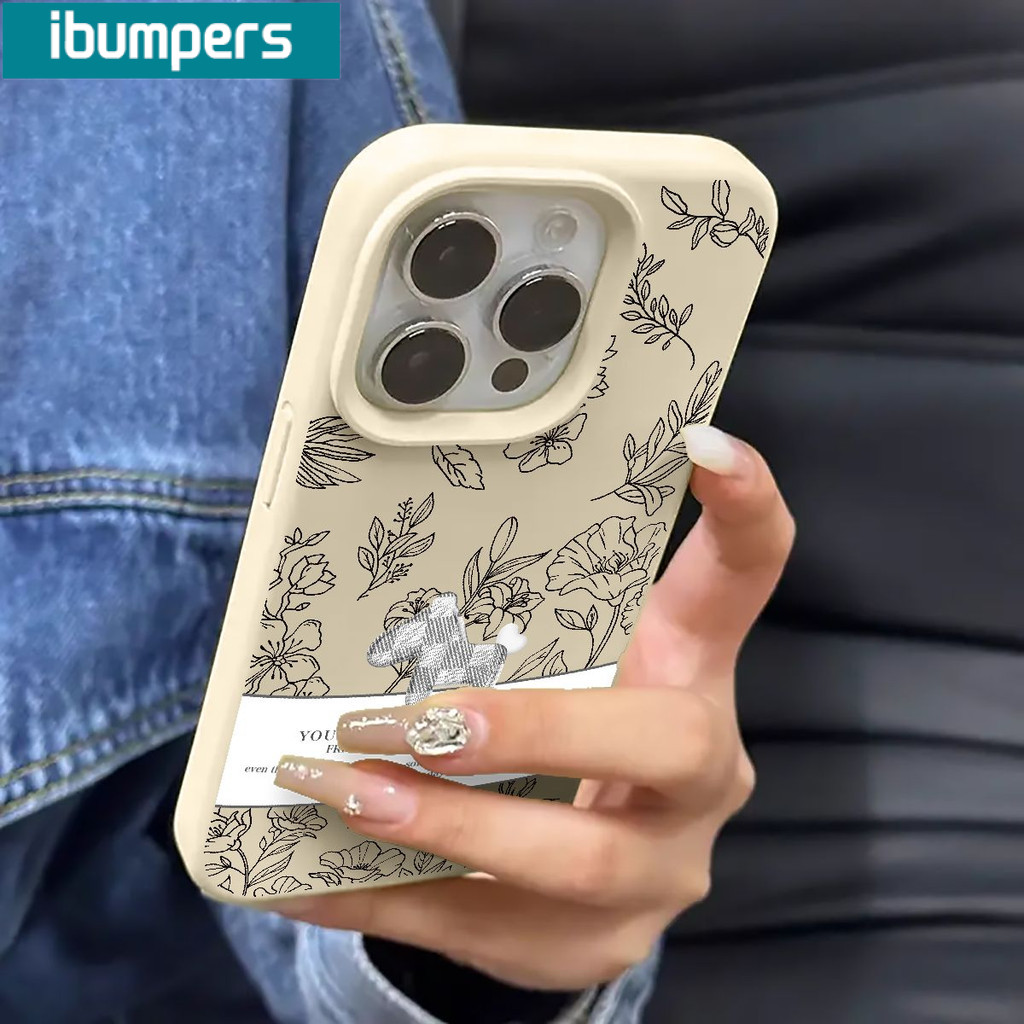 Ibumpers Ốp Điện Thoại Thanh Lịch Dòng Hoa Nghệ Thuật Ngựa Miếng Dán Silicon Mềm Chống Sốc Vỏ Cho iPhone 11 12 13 14 15 16 17 Pro Max IP Plus