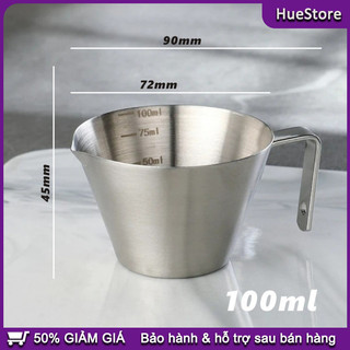Dụng cụ barista cốc đong cafe đầu V dễ rót 100ml ，Đầu chiết chữ V，Kèm thang đo dung tích