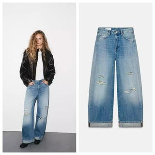 Z Spring Z Zipper Mid-Waist Ripped Loose Jeans 8727035